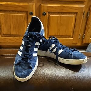 Adidas Men's Navy and White Sneakers